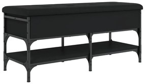 fekete szerelt fa cipőtároló pad 102 x 42 x 45 cm