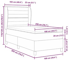Boxspring ágy matraccal Sötétszürke 90x190 cm Szövet Fekete