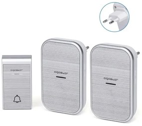 Vezeték nélküli digitális ajtócsengő dupla vevő egységgel Ezüst IP44