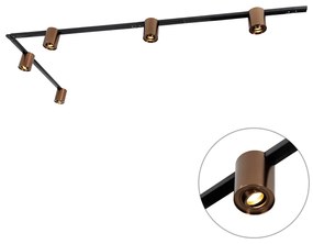 1 fázisú sínrendszer 5 spotlámpával sötét bronz és fekete színben - Rondoo Up