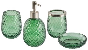 Zöld üveg fürdőszobai kiegészítő négydarabos szettben CANOA Beliani