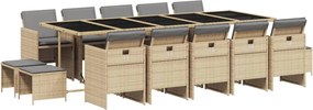 vidaXL 15 részes vegyes bézs polyrattan kerti étkezőgarnitúra párnával