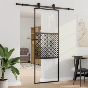 Csúszó ajtó Fekete 76 x 205 cm Edzett üveg és Alumínium