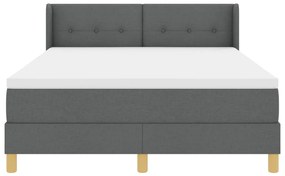 Boxspring ágy matraccal sötétszürkében, 140 x 190 cm, szövet
