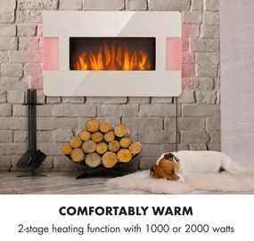 Klarstein Belfort Light & Fire, elektromos kandalló, 1000/2000 W, távirányító, fehér