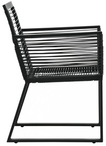 3 részes fekete PVC rattan kültéri étkezőgarnitúra