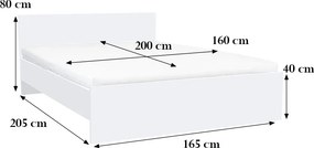 Miami franciaágy ágyneműtartó nélkül 160x200 cm fehér-fehér