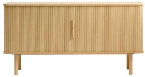 Natúr színű alacsony komód tolóajtóval, tölgyfa dekorral 76x160 cm Cavo – Unique Furniture