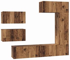 TV szekrény garnitúra 6 pcs Régi fa 30.5 x 30 x 90 cm Faanyag