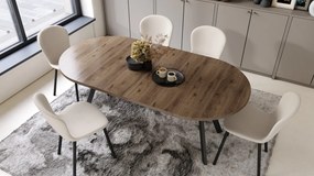Mazzoni ALMO Elegáns Dió/fekete lábak - BŐVÍTHETŐ KEREK ASZTAL Y ALAKÚ LÁBAKKAL LOFT/IPARI STÍLUSÚ NAPPALIBA/ÉTKEZŐBE