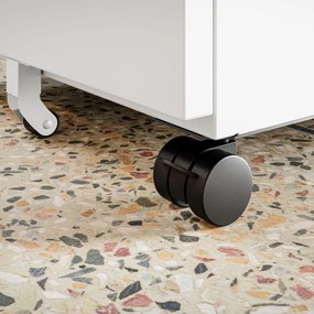 Fém gurulós konténer íróasztal alá KATE 390 x 600 x 500 mm, fehér