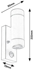 Rabalux 8835 - Kültéri fali lámpa érzékelős MADRID 2xGU10/10W/230V IP44 fekete