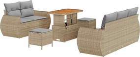 vidaXL Kerti Kanapé Szett 8 pcs Bézs polirattan