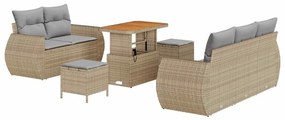 vidaXL Kerti Kanapé Szett 8 pcs Bézs polirattan