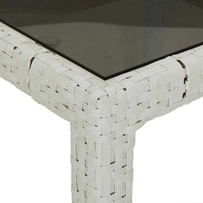 5 részes fehér polyrattan/üveg kerti étkezőgarnitúra párnákkal