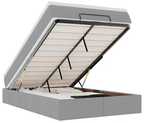 Ottomán ágykeret matraccal világosszürke 120x190 cm szövet