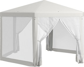 Outsunny 4x3m Hexagonális Vízálló Stabil Télen Használható Pavilon Szúnyoghálóval, 6 Oldalfallal, Parti sátor, Kert, Krém | Aosom