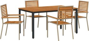 vidaXL Kert étkező szett 4 pcs Beige és barna polirattan