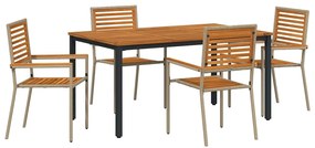 vidaXL Kert étkező szett 4 pcs Beige és barna polirattan