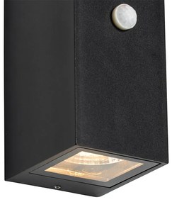 Fali lámpa fekete 2 lámpás IP44 mozgásérzékelővel - Baleno