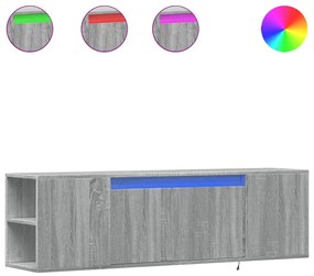 szürke sonoma színű fali TV-szekrény LED-del 135x31x39,5 cm