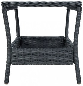 sötétszürke polyrattan kerti asztal 45 x 45 x 46,5 cm