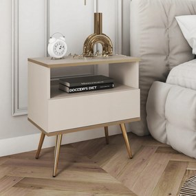 Komodee Elegáns Éjjeliszekrény Banff S54 Bézs Arany Lábak Díszítés