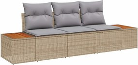 vidaXL Kerti Kanapé Szett párnával 3 pcs Bézs polirattan