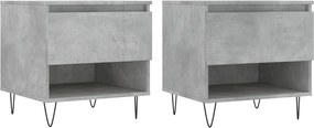 vidaXL 2 db betonszürke szerelt fa dohányzóasztal 50 x 46 x 50 cm