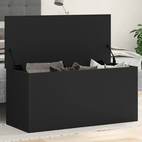 fekete szerelt fa tárolóláda 100x42x46 cm