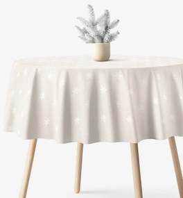 Goldea kör alakú terítő natura - hópelyhek természetes alapon Ø 190 cm