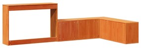viaszbarna tömör fenyőfa éjjeliszekrény asztallal 232x112x75 cm