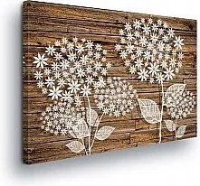 Vászonkép 80x60 Virágok fa rusztikus botanika finom textúra kontraszt