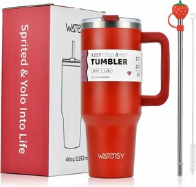 Thermo Bögre Termosz Fogantyúval Forró Kávé Italok Piros 1200ML