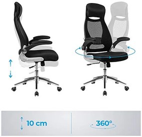 Irodai ergonomikus szék kar- és fejtámasszal, fekete