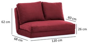 Borvörös kinyitható kanapé 120 cm Taida – Balcab Home