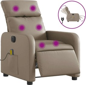 vidaXL kávészínű műbőr elektromos dönthető masszázsfotel