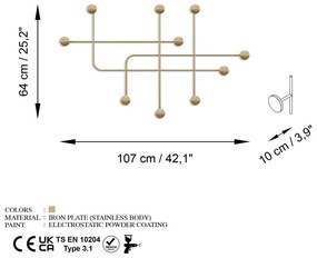 Aranyszínű fém fali fogas Dama – Kalune Design