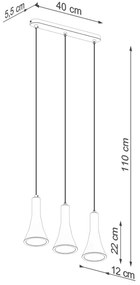Sollux SL.1225 - Csillár zsinóron REA 3xE14/12W/230V beton
