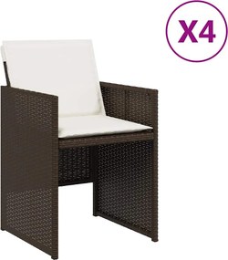 vidaXL 4 db barna polyrattan kerti szék párnával
