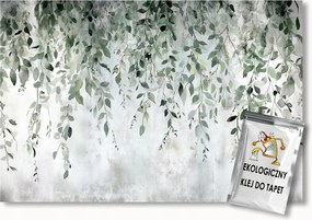 Fotótapéta Flizelina Fal Szürke Beton Levelek Növények 350x250 ragasztó