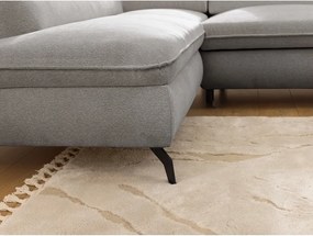 Világosszürke zsenília sarokkanapé (bal oldali-L alakú) Marbeya – Ropez