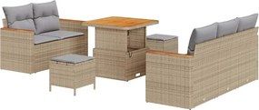 vidaXL Kerti Kanapé Szett 8 pcs Bézs polirattan