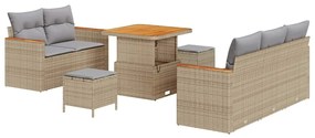vidaXL Kerti Kanapé Szett 8 pcs Bézs polirattan
