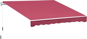Outsunny Kézi Leengedő Napernyő Ajtókhoz és Ablakokhoz, Alumínium és UV-álló Poliészter, 3x2.5m, Sötét Piros | Aosom