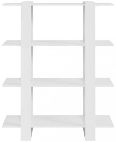 magasfényű fehér könyvszekrény/térelválasztó 100x30x123,5 cm