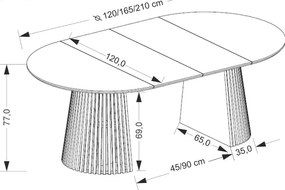 Fargo bővíthető étkezőasztal 120-210cm dió