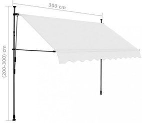 krémszínű kézzel kihúzható LED-es napellenző 300 cm