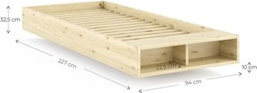 Natúr színű borovi fenyő egyszemélyes ágy ágytámla nélkül ágyráccsal 90x200 cm Merge – Karup