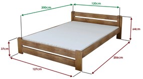 Laura ágy 120 x 200 cm, tölgy Ágyrács: Lamellás ágyrács, Matrac: Deluxe 10 cm matrac